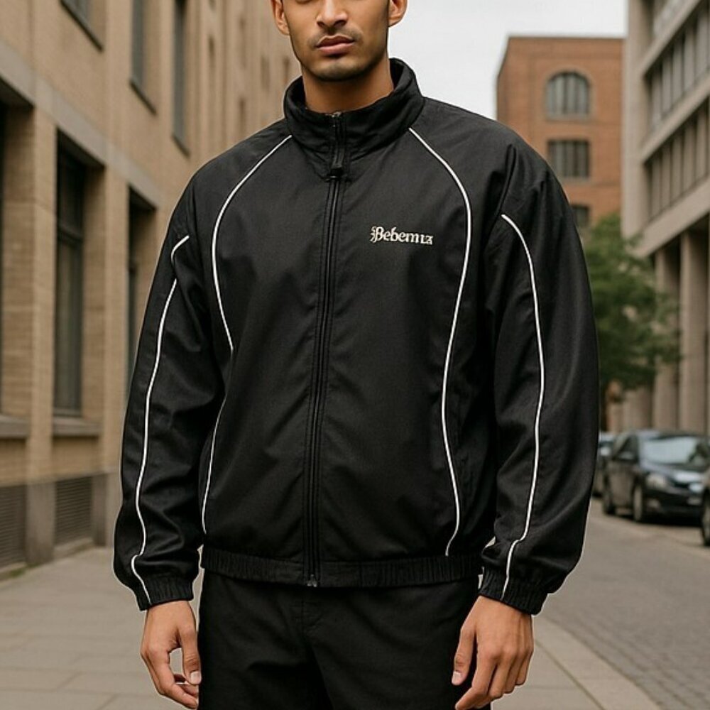 Pokerun Fieldsheer Mens Large Black Waterproof Zip Phoslite Motorcycle Jacket